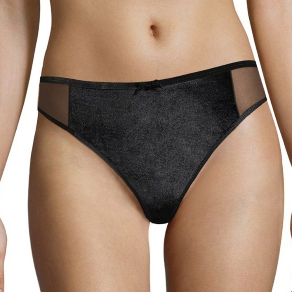 MAIDENFORM Super Sexy Flocked Mesh Black Panty